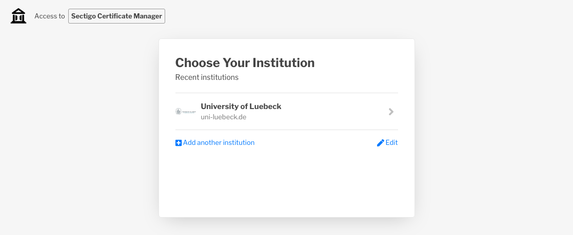 Selectong your own institution